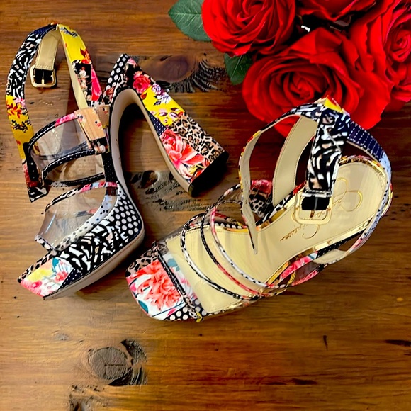 Jessica Simpson multicolored platform heels NWOT - Picture 3 of 8